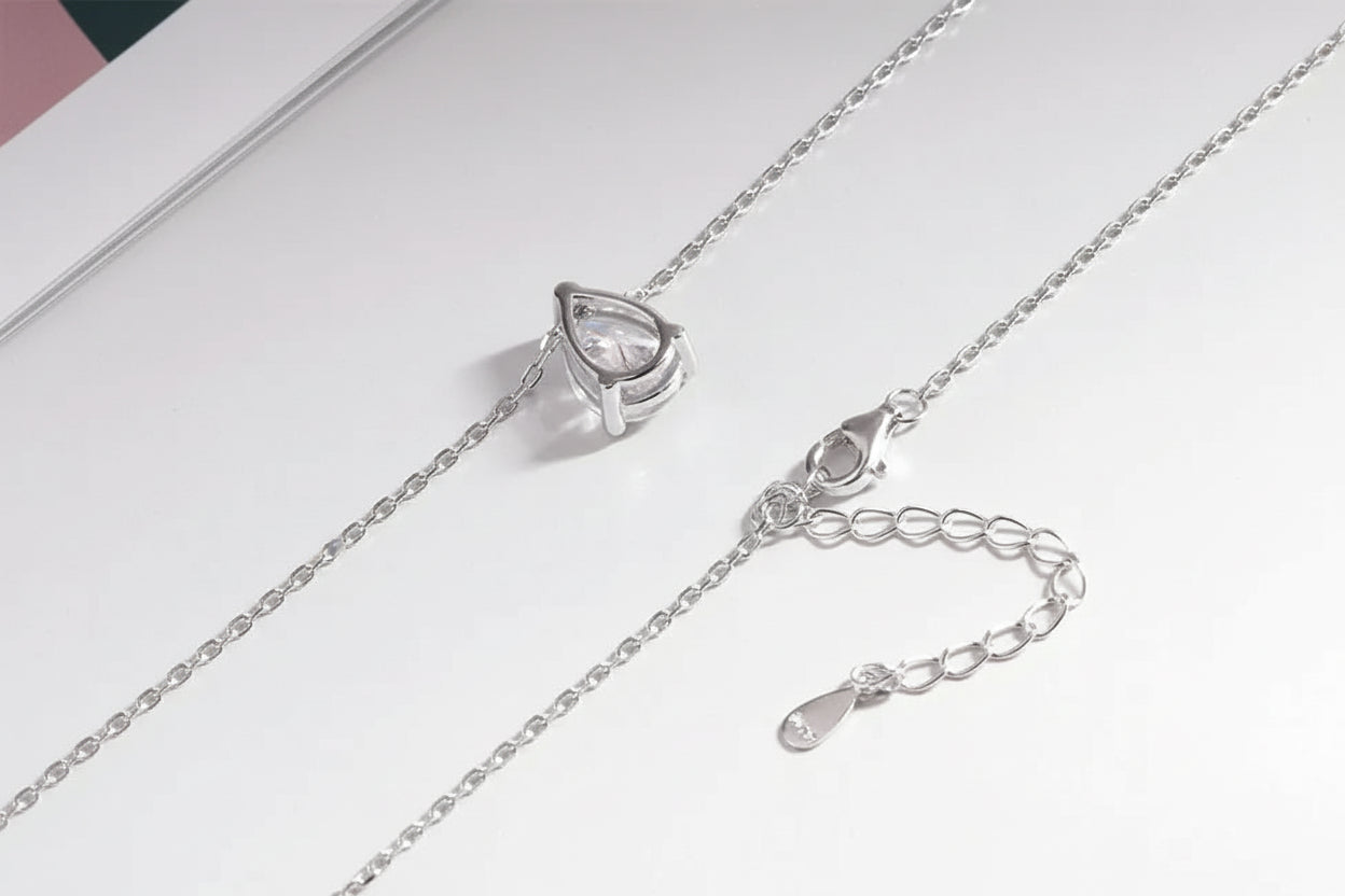 Luxe Pear Moissanite Pendant Necklace